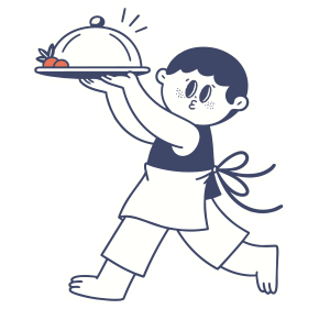Serving character illustration